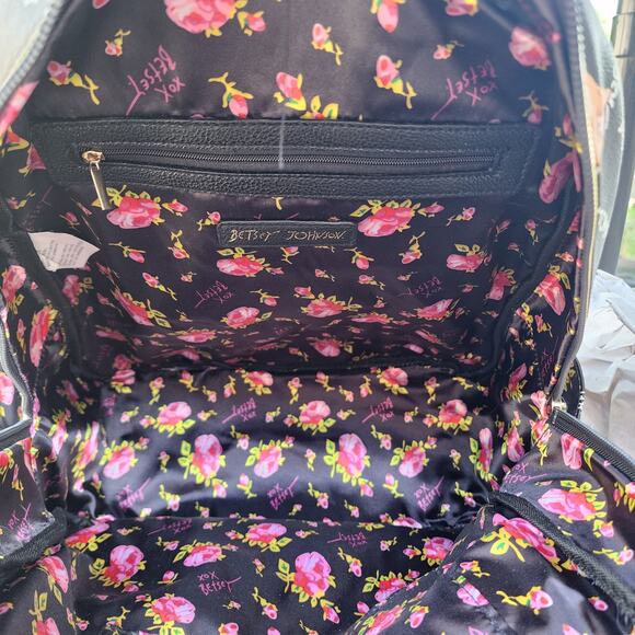 Betsey Johnson Corgi Dog Print Faux Leather Large Backpack Pouch Set - Picture 5 of 10